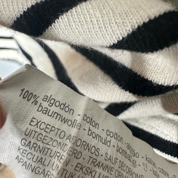 Zara striped Crewneck top women’s size M cotton cream and black - Picture 5 of 6